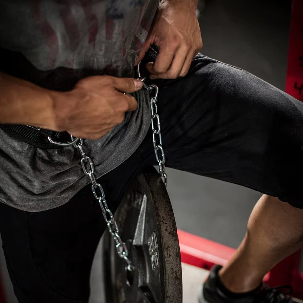 Weight Lifting Belt with Chain Weights Gym Belt Powerlifting Barbell Pull up Crossfit Fitness Bodybuilding Chin up Gym Equipment