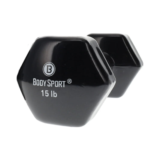 Vinyl Coated Dumbbell Weight, 15 Lb. (Single) - Strength Training Equipment for Home Fitness & Gym Workouts (Gray)